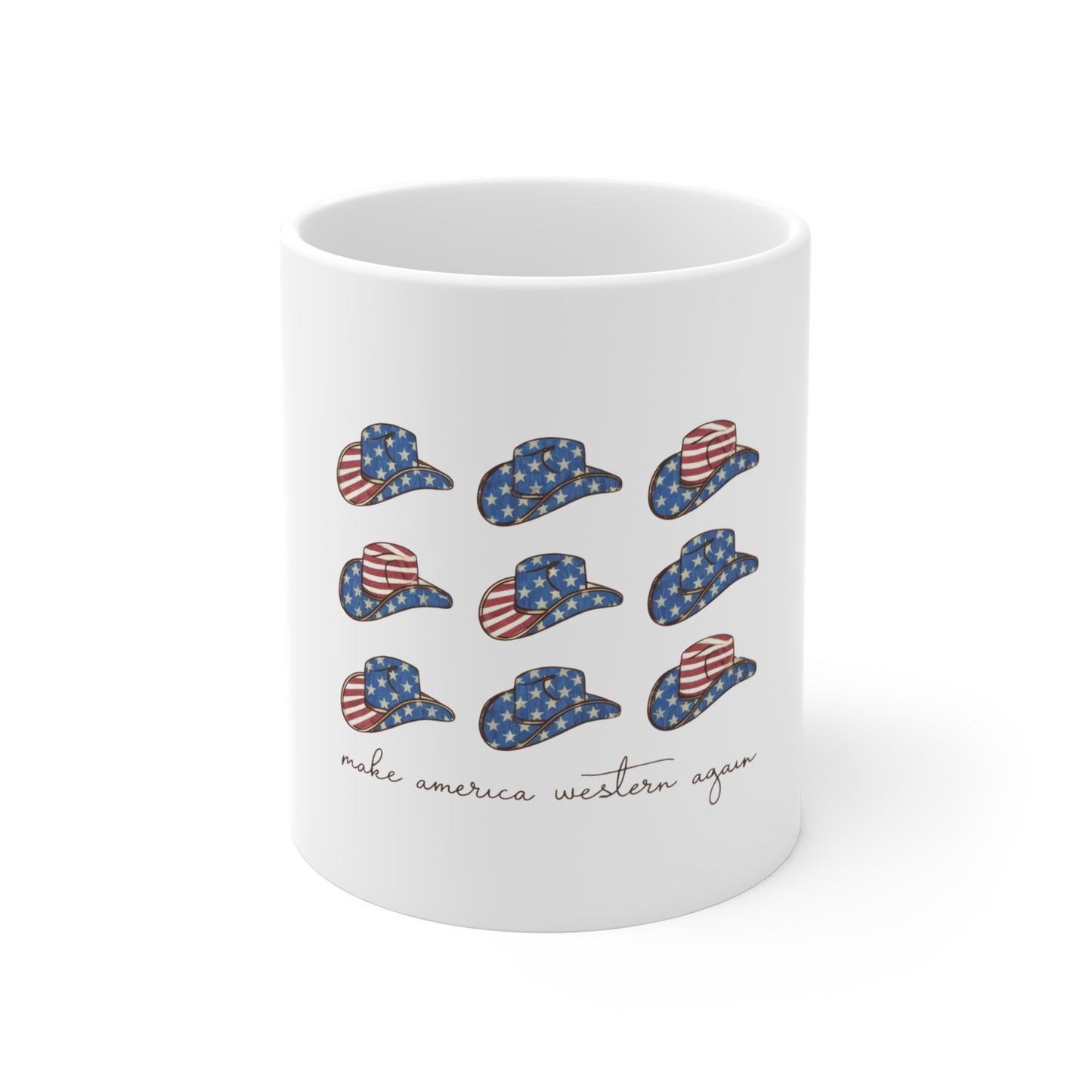 Patriotic Cowboy Hat Mug — 'Make America Western Again' 11oz
