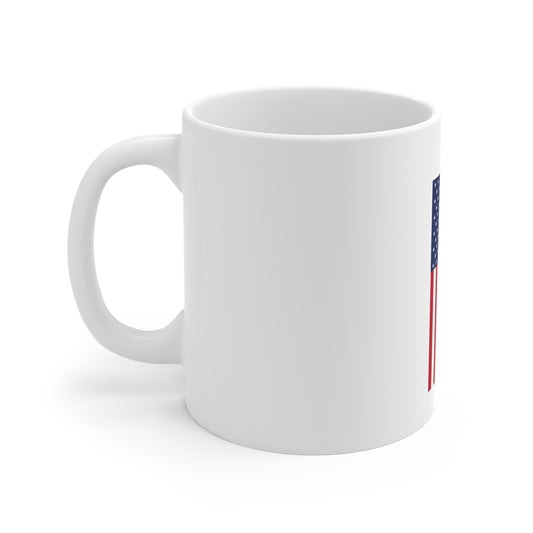 Vertical American Flag Stripe Coffee Mug – Modern USA Flag Mug – Minimal Patriotic Red White Blue Cup – Bold Americana Gift Mug 11oz
