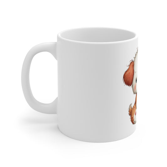 Cute Patriotic Puppy Star Wand Mug – 4th of July Dog Coffee Mug – Americana Puppy Magic Star Cup – Red White Blue Pet Lover Gift Cute Puppy Mug — Adorable Cartoon Dog 11oz Coffee Cup