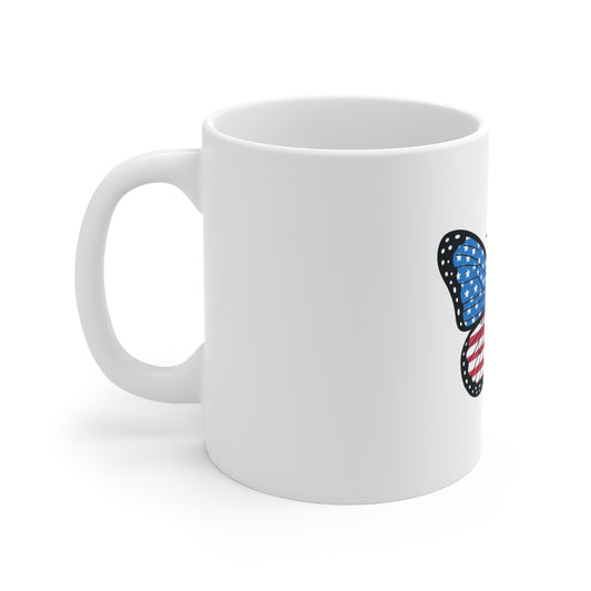 Patriotic Butterfly Coffee Mug – American Flag Butterfly Mug – USA Freedom Art Cup – Red White Blue Gift Mug Mug 11oz