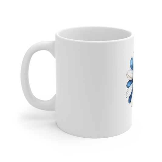 Patriotic Daisy 11oz Coffee Mug — Red White Blue Floral Tea Cup