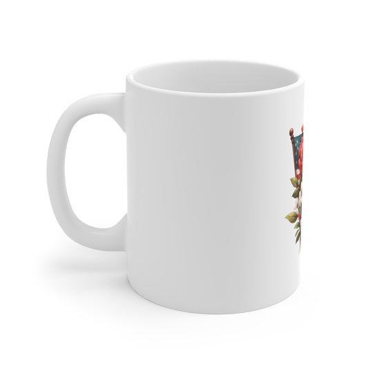 Patriotic Floral Flag Mug — American Flag Bouquet 11oz