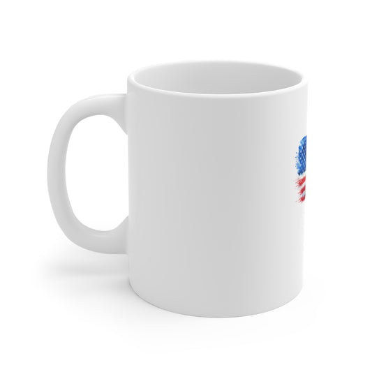 American Flag Watercolor Mug — Patriotic 11oz Coffee Cup for 4th of July & Veterans Day