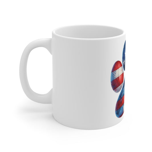 Patriotic Watercolor Dog Paw Coffee Mug – American Flag Paw Print Mug – Red White Blue Artistic Pet Lover Mug – USA Dog Gift Cup Patriotic Paw Print Mug — American Flag Dog Lover 11oz Coffee Cup...