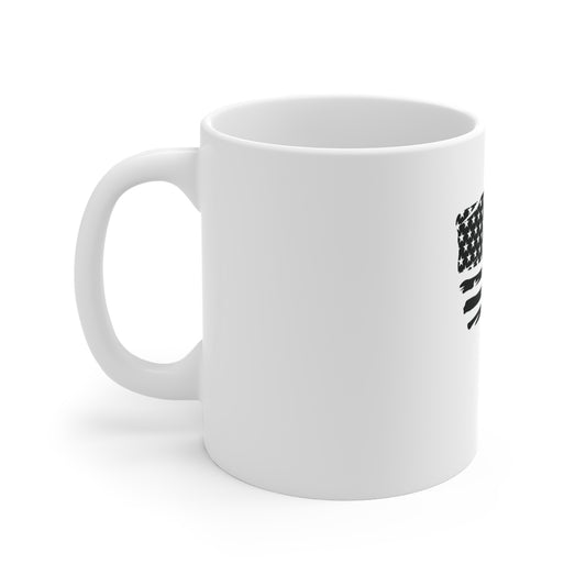 Black Painted American Flag Coffee Mug – Distressed Brushstroke USA Flag Mug – Minimalist Patriotic Cup – Rugged Americana Gift Mug 11oz