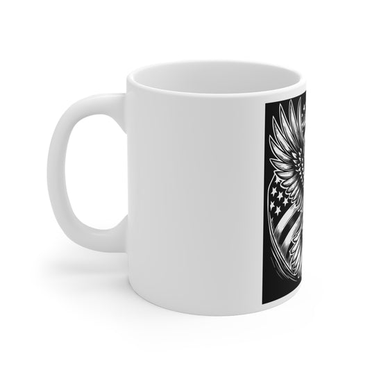 Grunge American Flag Paint Stroke Mug – Artistic USA Flag Coffee Mug – Abstract Patriotic Cup – Modern Americana Mug Mug 11oz