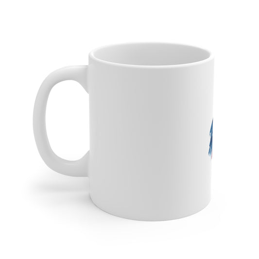 American Flag Brushstroke Mug — Patriotic 11oz Coffee Cup