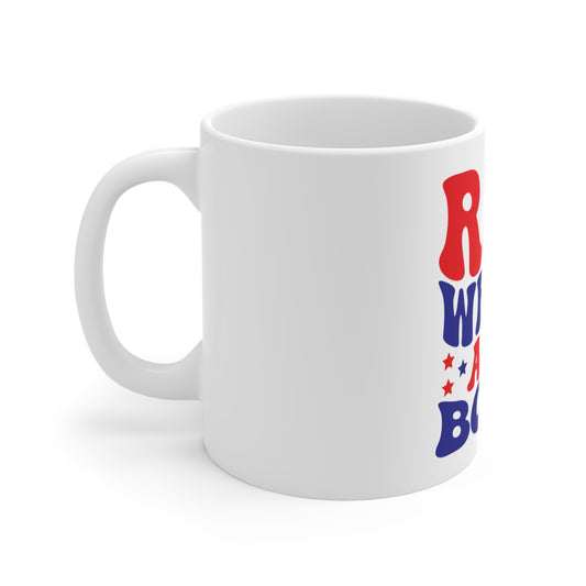 Red White and Boom Coffee Mug – Retro Patriotic Mug – 4th of July Fireworks Cup – Bold Americana Statement Mug Red White and Boom 11oz Coffee Mug — Patriotic 4th of July Ceramic Cup