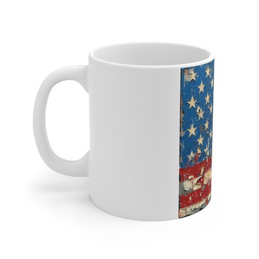American Flag Mug - Distressed Vintage USA Coffee Cup 11oz