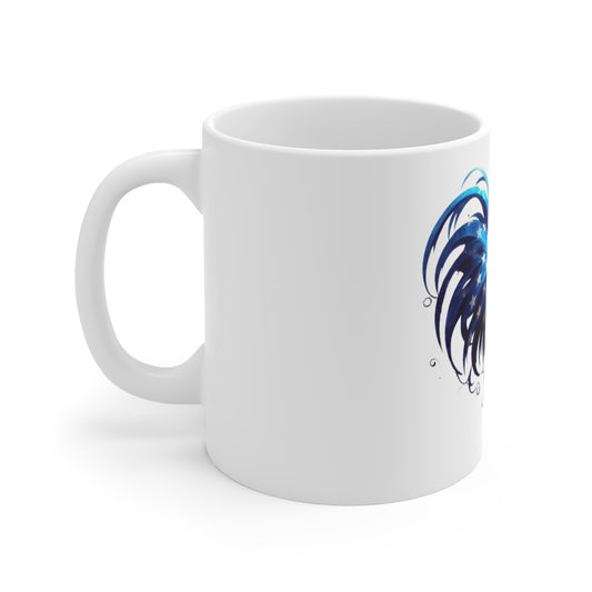 Patriotic Rooster Coffee Mug – American Flag Swirl Feather Rooster – Red White Blue Artistic Chicken Mug – USA Pride Gift American Flag Rooster Mug - Patriotic 11oz Coffee Cup