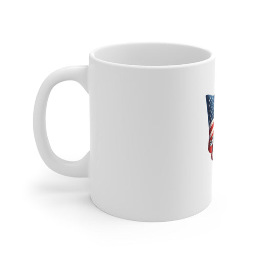 American Flag Floral Mug — Patriotic Rose 11oz Coffee Cup