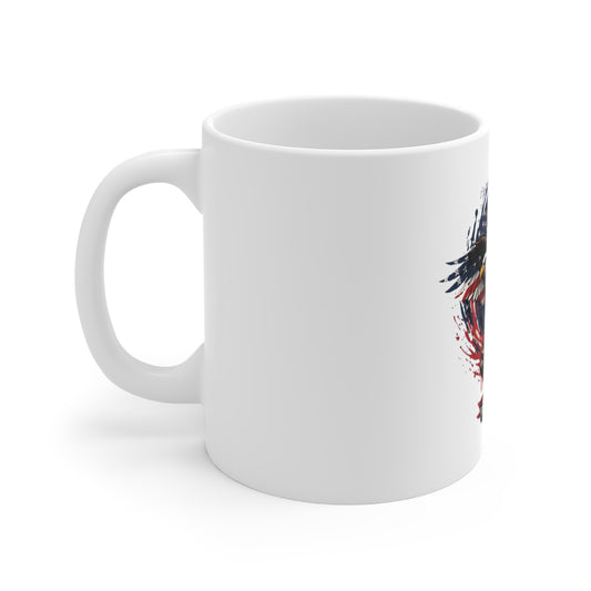 11oz Mug — Patriotic Bald Eagle with American Flag "Freedom & Glory"