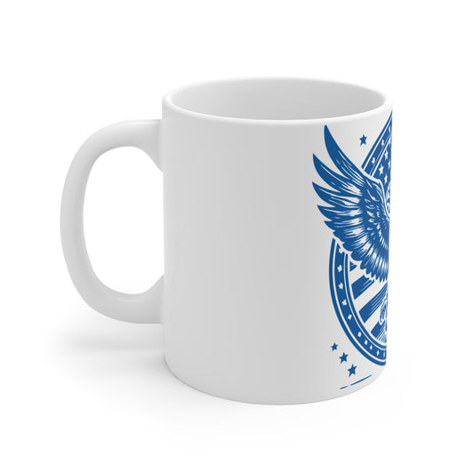 Patriotic Eagle Emblem Coffee Mug – USA Eagle Seal Mug – Bold American Flag Badge Cup – Vintage Americana Eagle Mug 11oz