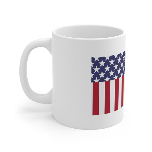 Full American Flag Coffee Mug – Bold USA Stars & Stripes Mug – Classic High-Impact Patriotic Design – Independence Day Gift Cup Mug 11oz