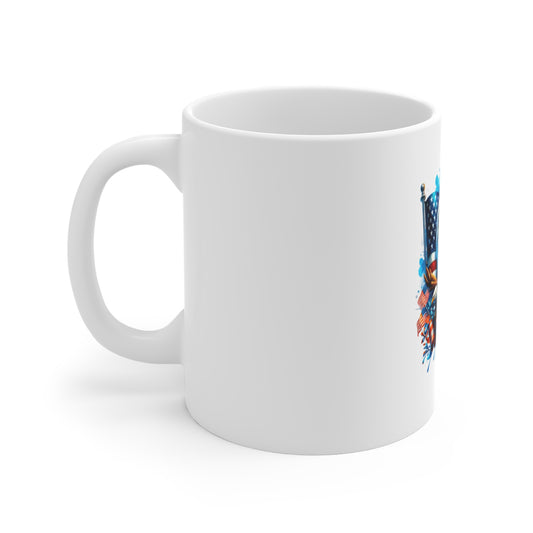 4th of July Eagle Coffee Mug — Patriotic American Flag Ceramic 11oz