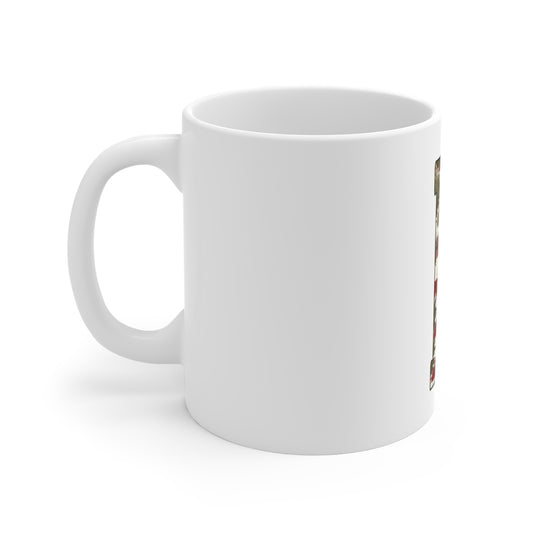 Patriotic Letter F Coffee Mug – American Flag Initial Mug – Rustic USA Monogram Mug – Vintage Americana Alphabet Gift Mug 11oz