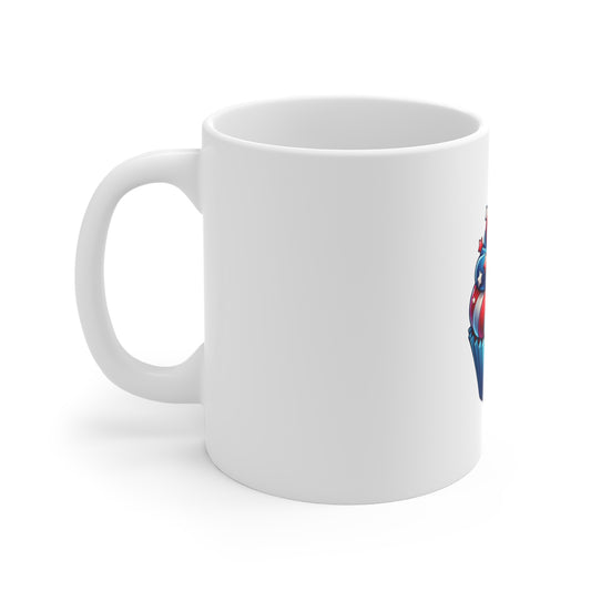 Patriotic Cupcake 11oz Mug - Fourth of July Red White Blue Dessert Coffee Cup