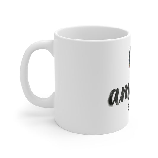 Vintage America Heart Flag Coffee Mug – Patriotic Script USA Mug – Rustic Americana Love Design – EST 1776 Gift Mug 11oz