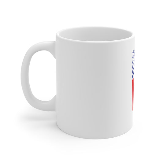 Dripping Vertical American Flag Coffee Mug – Distressed USA Flag Mug – Grunge Patriotic Paint Drip Cup – Red White Blue Gift Mug 11oz