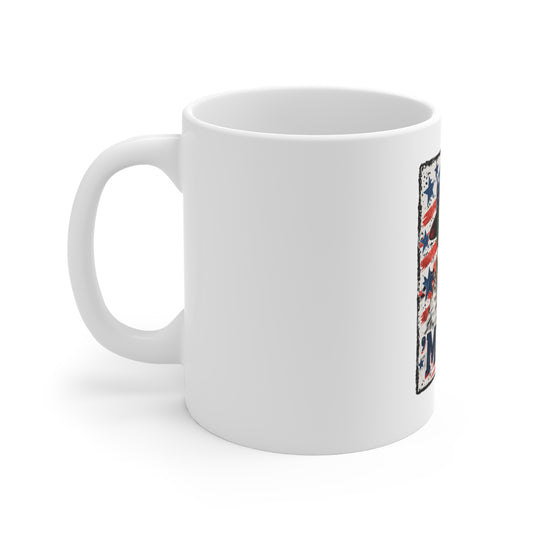 ‘Merica Duck Mug – Patriotic Duck Coffee Cup – Vintage USA Freedom Humor Design Mug 11oz