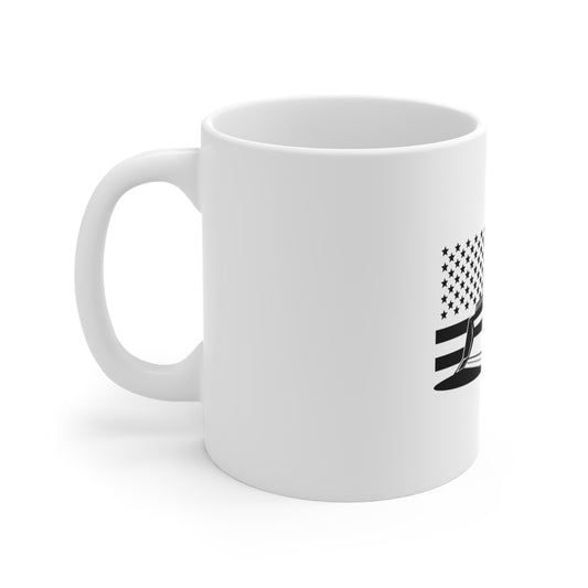 Blackout Bulldozer American Flag Coffee Mug – Patriotic Construction Equipment Mug – Tactical Heavy Equipment Operator Cup – USA Dozer Mug Mug 11oz