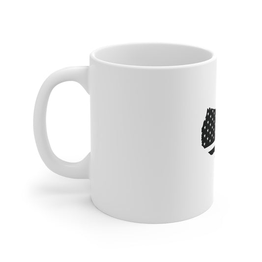 USA Map American Flag Coffee Mug – Black & White United States Flag Mug – Patriotic USA Silhouette Design Cup – Modern Freedom Gift Mug Mug 11oz