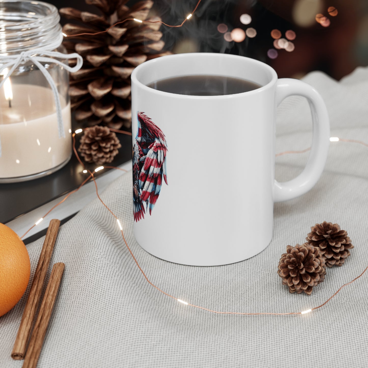 Patriotic Bald Eagle Coffee Mug – American Flag Eagle Mug – Freedom Eagle USA Pride Mug 11oz