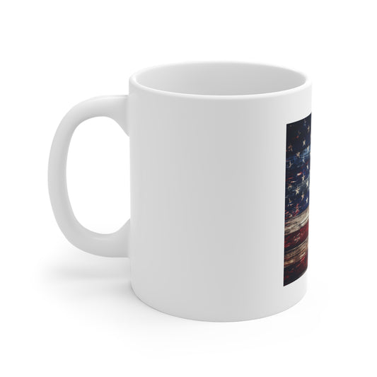Heavily Distressed American Flag Wood Coffee Mug – Vintage Worn USA Flag Mug – Rustic Weathered Wooden Patriotic Cup – Americana Gift American Flag Vintage Wood Grain Mug – 11oz Patriotic Coffee Cup...