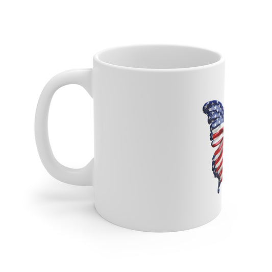 Classic American Flag Butterfly Mug – Glossy Patriotic Butterfly Coffee Mug – Red White Blue Stars and Stripes Wing Design – USA Gift American Flag Butterfly Mug — Patriotic 11oz Coffee Cup for 4th of...