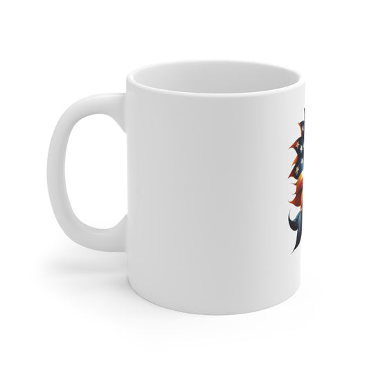 American Flag Sunflower Mug — Patriotic 11oz Coffee Cup