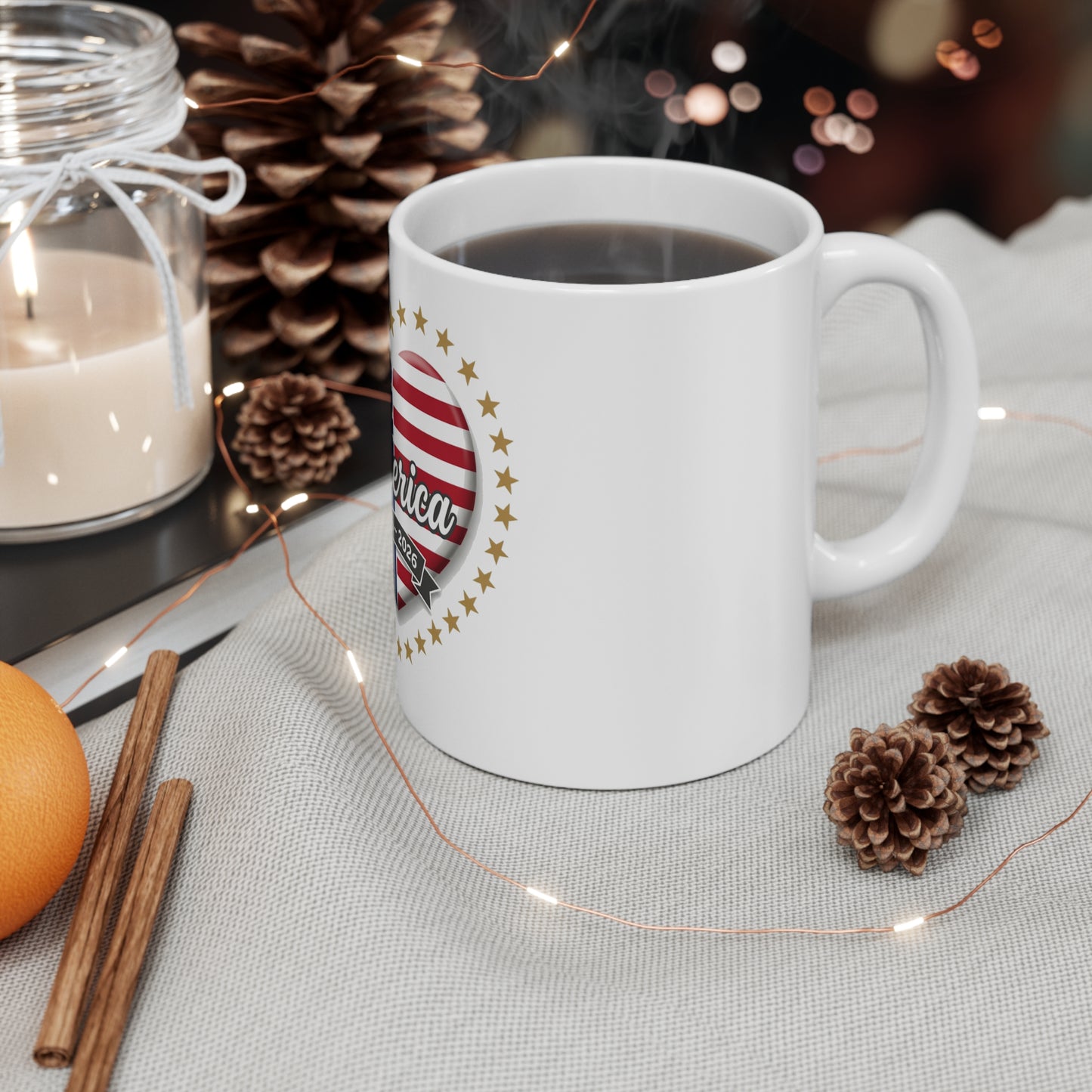 America Flag Heart Coffee Mug – 250th Anniversary USA Mug – Patriotic Heart Cup – 1776–2026 Freedom Gift Mug 11oz