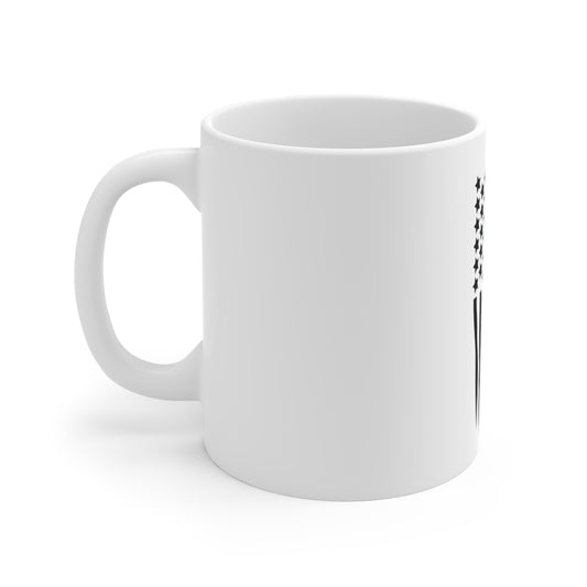 Black Vertical Drip American Flag Coffee Mug – Distressed USA Flag Mug – Stealth Patriotic Cup – Rugged Americana Gift Mug 11oz