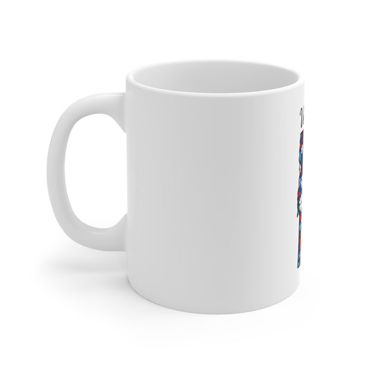 Vermont Floral State Shape Mug — 11oz Patriotic Red & Blue Flower Gift