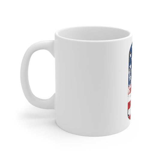 Distressed American Flag Number 0 Coffee Mug – Vintage Patriotic Number Mug – Rustic USA Stars & Stripes Cup – Americana Gift Mug 11oz