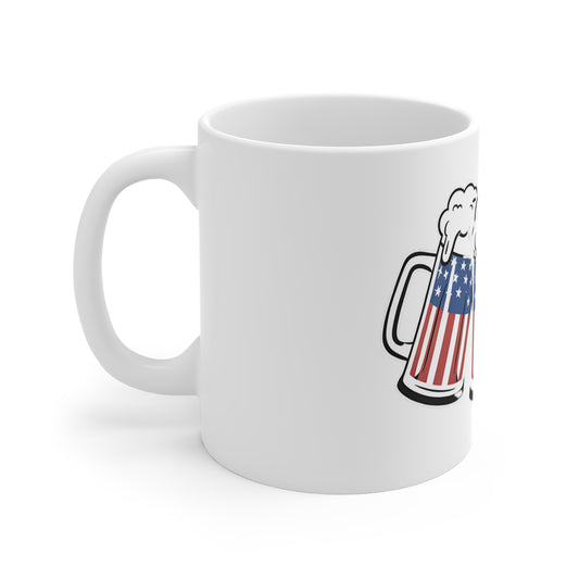 American Flag Beer Mug 11oz – Patriotic Fourth of July Coffee Cup