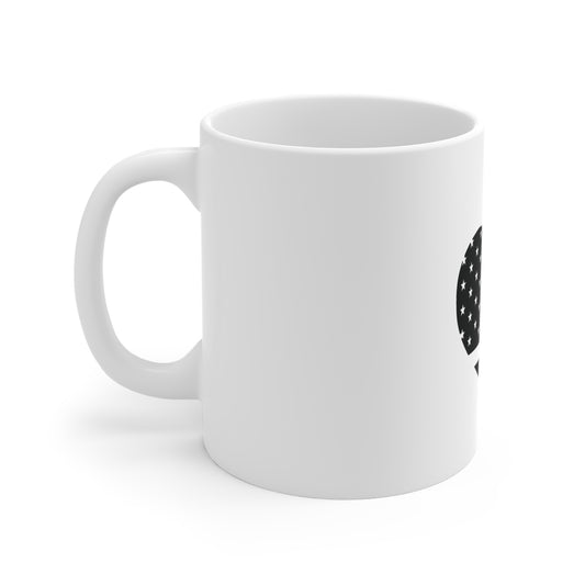Stealth American Flag Heart Coffee Mug – Blacked Out USA Heart Flag Mug – Minimalist Patriotic Love Design Cup – Subtle Freedom Gift Mug Mug 11oz