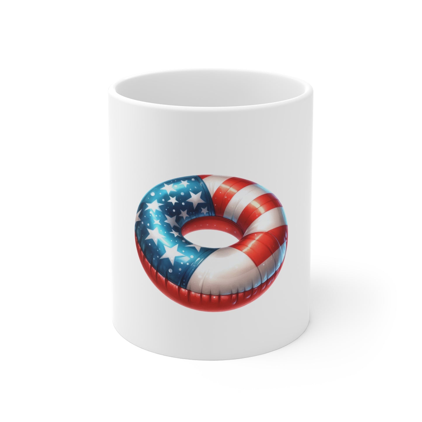 Patriotic American Flag Inflatable Donut Mug — 11oz