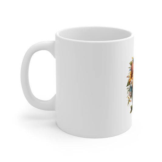 Patriotic Sunflower Bouquet Mug — 11oz American Flag Floral Coffee Cup (Fourth of July)