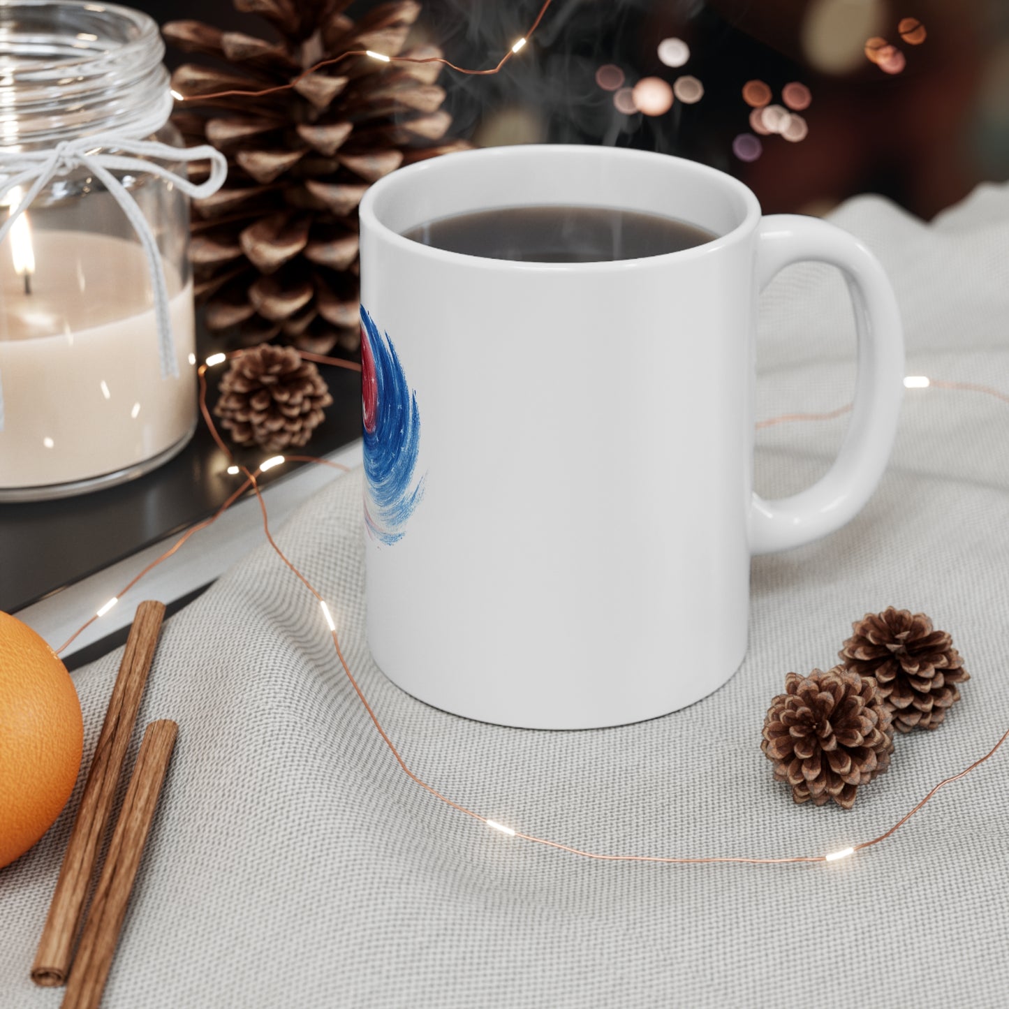 Patriotic Swirl Coffee Mug — Red White Blue 11oz Ceramic