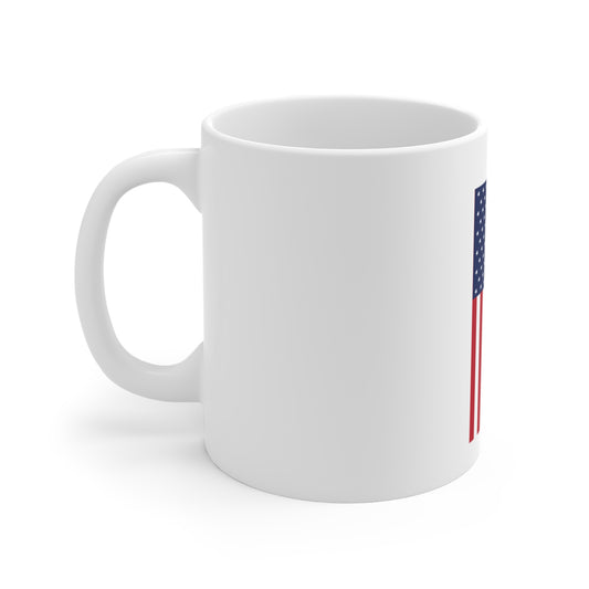 Vertical American Flag Coffee Mug – Classic USA Flag Mug – Patriotic Red White Blue Cup – Bold Americana Gift Mug Mug 11oz