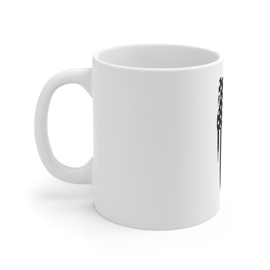 Black Vertical Distressed American Flag Coffee Mug – Split Brushstroke USA Flag Mug – Stealth Patriotic Cup – Modern Americana Gift Mug 11oz