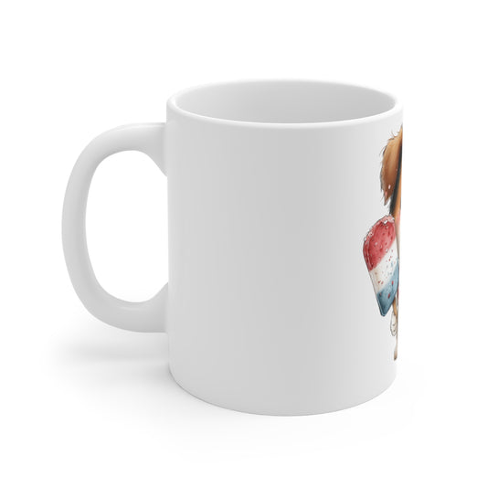 Patriotic Puppy Popsicle Mug – Cute 4th of July Dog Coffee Mug – Red White Blue Summer Puppy Cup – Americana Pet Lover Gift Mug 11oz