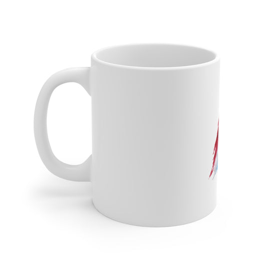 Patriotic Watercolor Brushstroke Mug — Red White Blue 11oz Coffee Cup