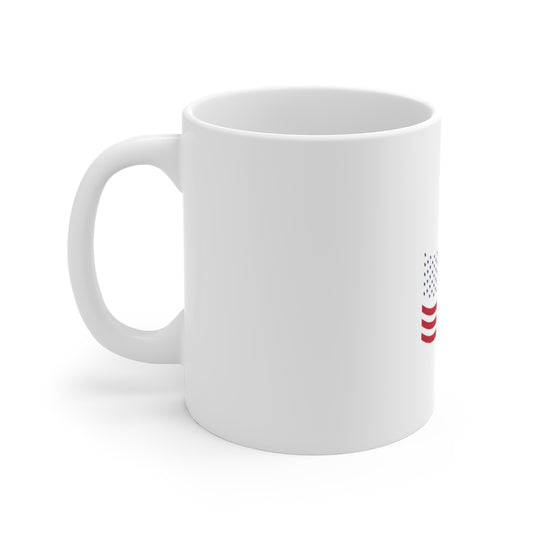 Waving American Flag Coffee Mug – Modern USA Flag Mug – Minimalist Flowing Flag Design Cup – Patriotic Red White Blue Gift Mug Mug 11oz