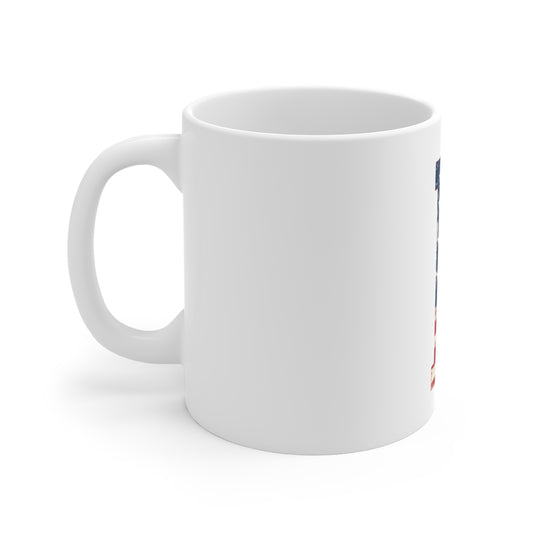 Patriotic Letter N Coffee Mug – American Flag Initial Mug – Vintage USA Monogram Mug – Rustic Americana Alphabet Gift Mug 11oz