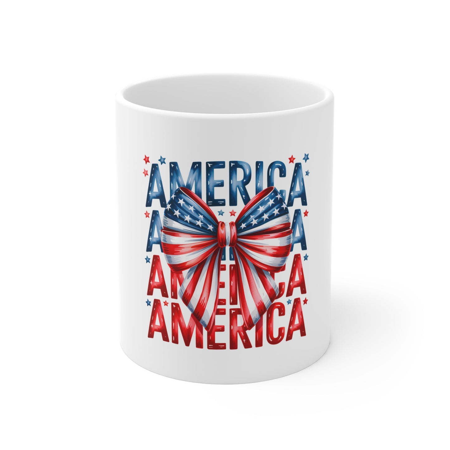 America Butterfly Mug — Patriotic 11oz Fourth of July Coffee Cup