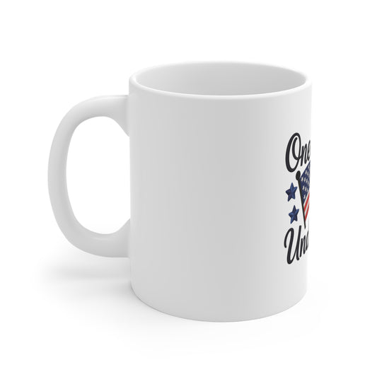One Nation Under God Mug – Patriotic American Flag & Cross 11oz