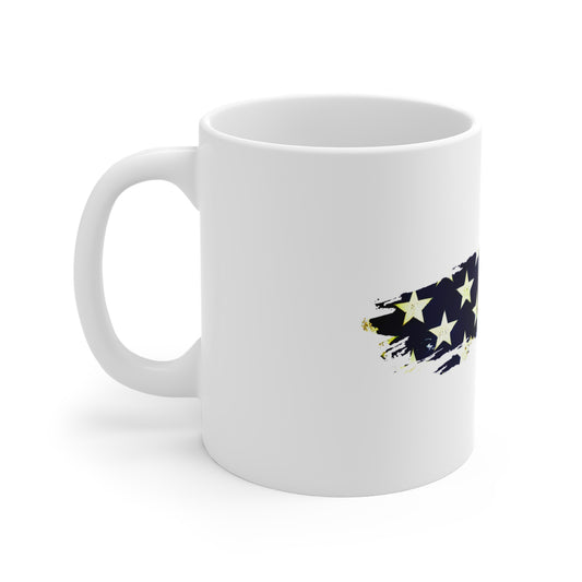 Torn Edge American Flag Mug – Bold Patriotic Coffee Cup – Distressed USA Flag with Ripped Effect Mug 11oz