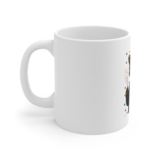 Patriotic Raccoon 11oz Mug — Fourth of July Firework Coffee Cup