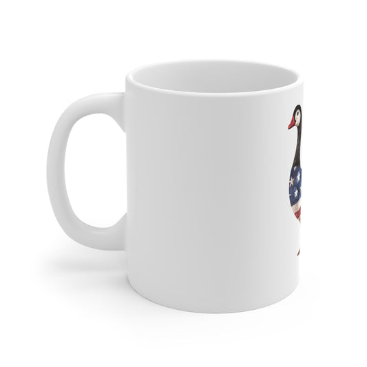 American Flag Goose Mug — Patriotic 11oz Coffee Cup